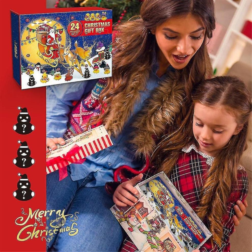 24 Grids Rubber Christmas Duck Advent Calendar Creative Float Squeaky Sound Duck For Baby Children Birthday Favors Gift