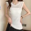 Tank Tops Women 2025 Summer Sleeveless O-Neck White Black Slim Knitted Tank Tops Camis Women Tops JJ245