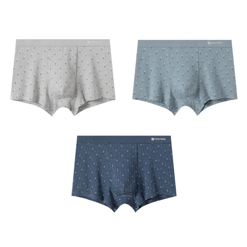 Fenteng Men's 7A Antibacterial Xinjiang Cotton Boxer Briefs 3-Pack