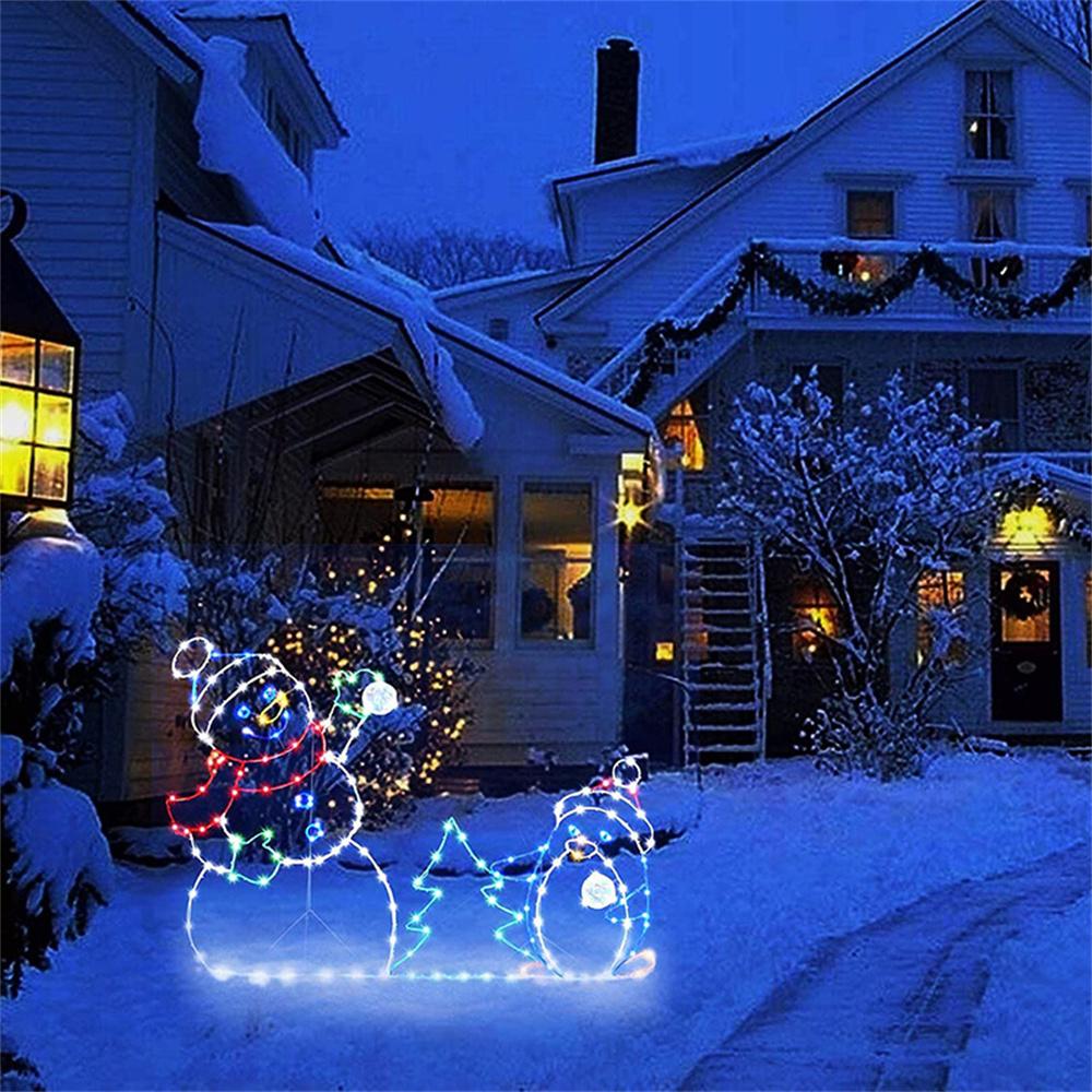 Christmas Lights Outdoor Decor Glowing Snowman & Penguin Christmas Atmosphere