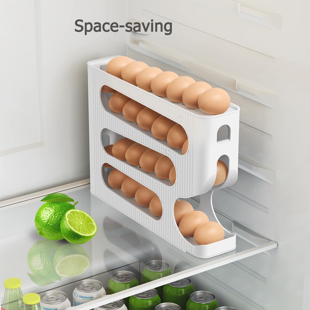 Egg Holder for Fridge, Automatic Rolling Egg Dispenser for Refrigerator, Countertop, Kitchen  Space-saving Egg Roller/Organizer/Storage/Container/Tray