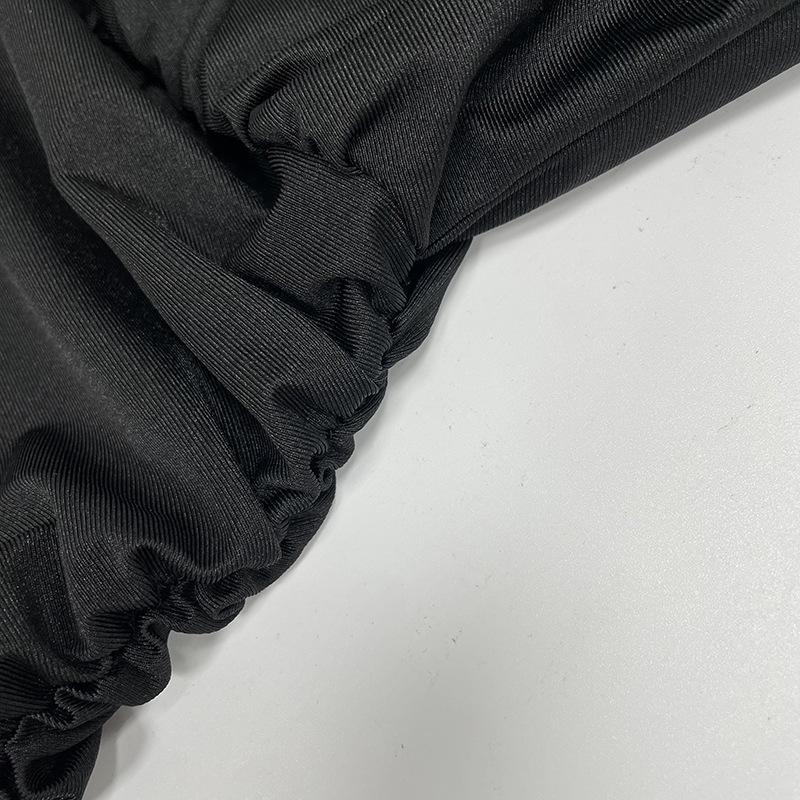 European Style Autumn/Winter 2025 Semi-High Neck Solid Color Long Sleeve Pleated Bodycon Dress