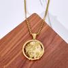 Vintage Trendy Christian Face Gold Plated Stainless Steel God Pendant Necklace Jesus Portrait Gift
