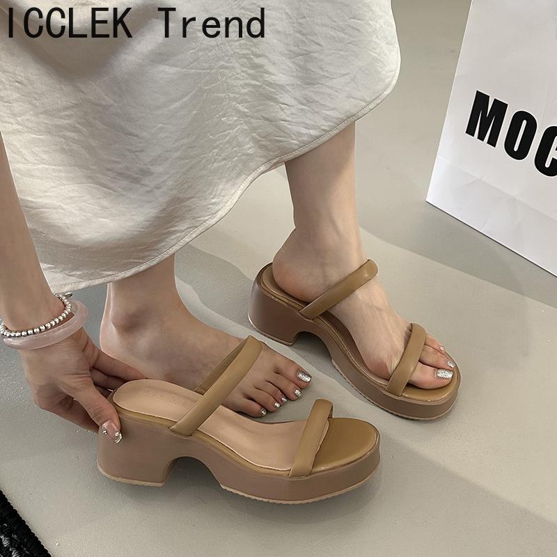 New Summer Open Toe Women's Slippers Fashion Ladies Outdoor Thick Bottom Dress Slide Sandals