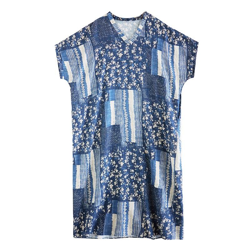 Short Sleeve Plus Size Cotton Vintage Floral New In Dresses for Women Casual Loose Maxi Long Summer Dress