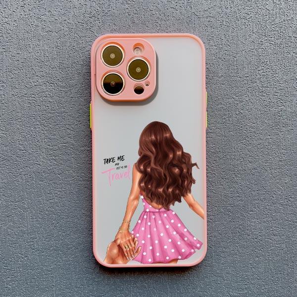 Cute Cartoon Hand Drawn Beautiful Girl Phone Case for Iphone 16 15 14 Pro Max 13 11 12 Mini Pro Max X XR XS 7 8 Plus SE2 Cover