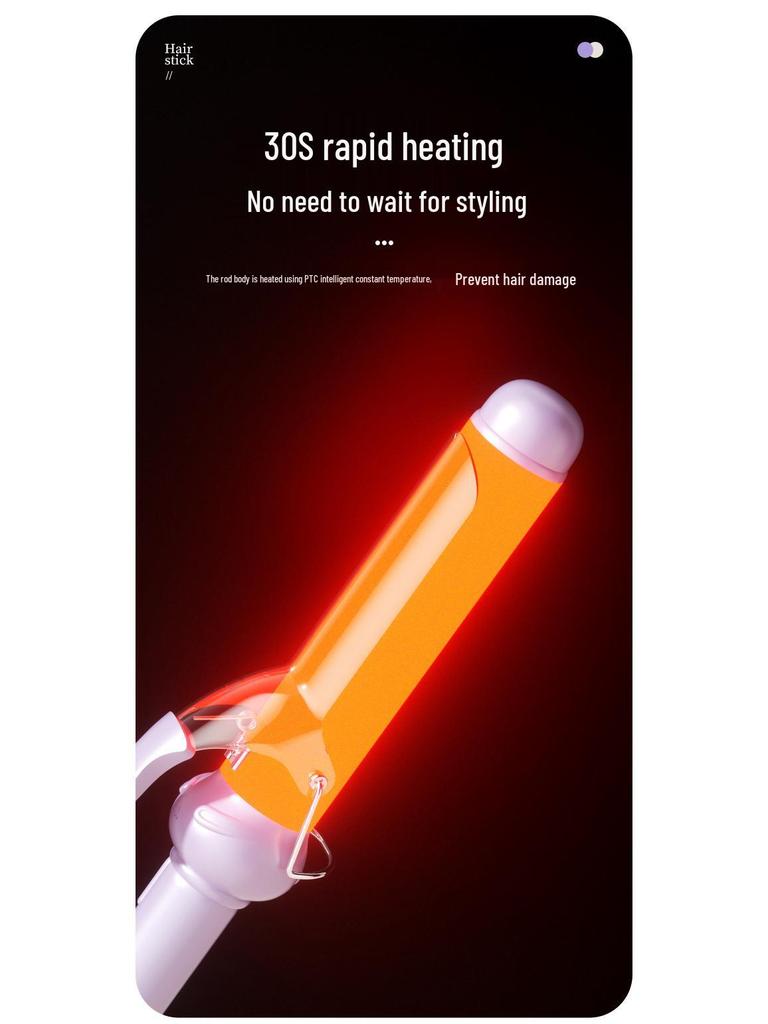 Ceramic Curling Iron for Big Waves & Bangs - Inward/Outward Curls, Hair-Friendly, Lazy Electric Design.