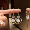 Fashion Korean Oversized White Drop Earrings for Women Bohemian Golden Round Zircon Wedding Earrings Jewelry Gift KTJ