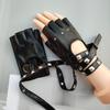Unisex Fingerless Driving PU Leather Gloves Motor Cool Rivet Sexy Disco Dancing Rock and Roll Black Red White Punk Gloves