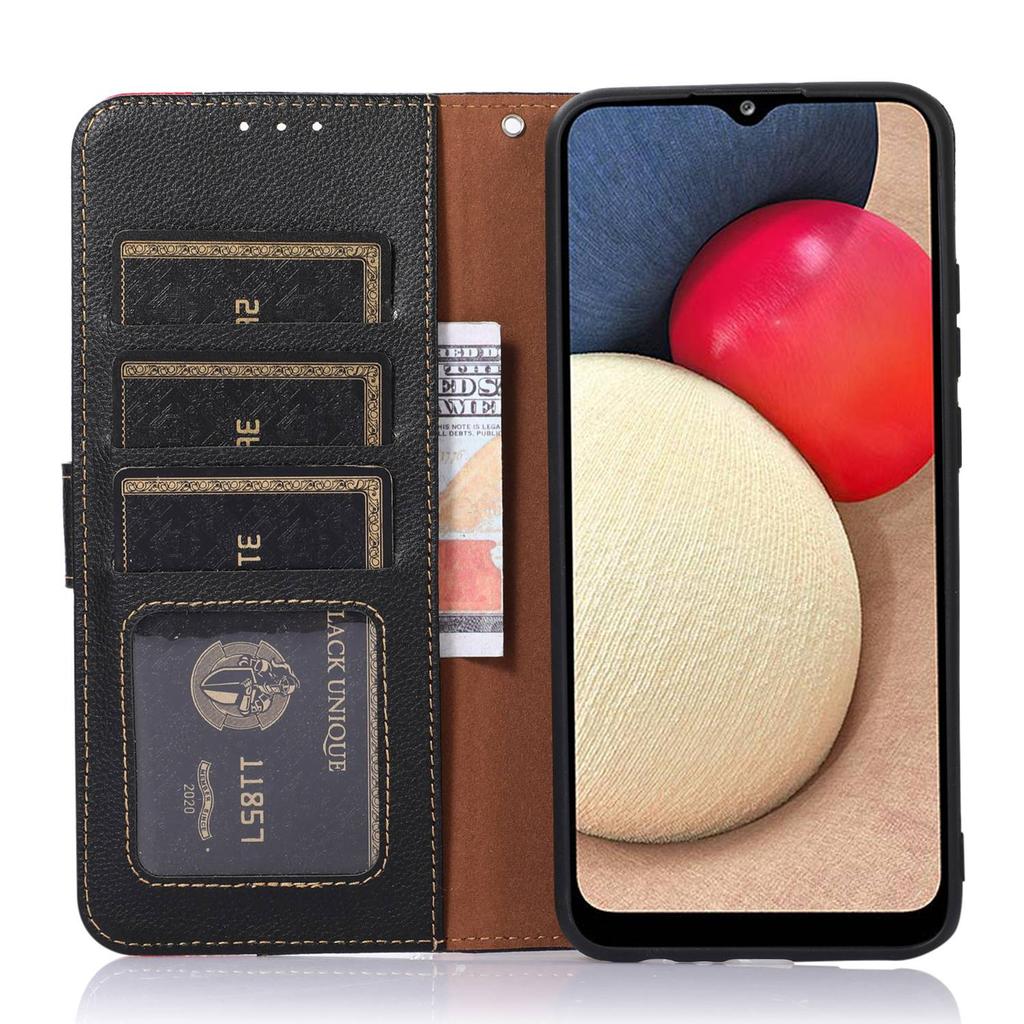 KHAZNEH For Honor X8a 4G Leather Phone Case RFID Blocking Anti-Scratch Litchi Texture Stand Wallet Protective Phone Shell
