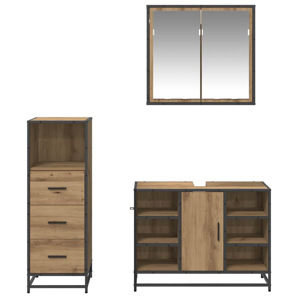Bathroom Furniture Set 3 Pcs. Artisan Oak 80 X 33 X 60 Cm