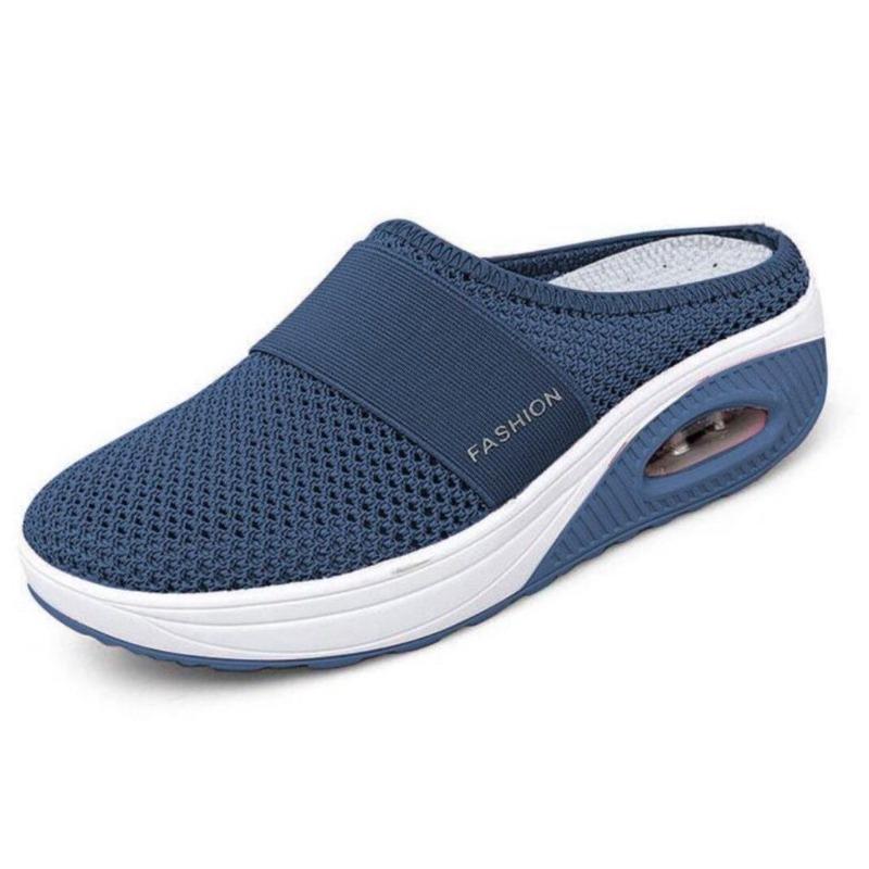 Xia's new large-size lazy one-pedal bag head mesh thick-soled slippers women's slope heel slippers women's
