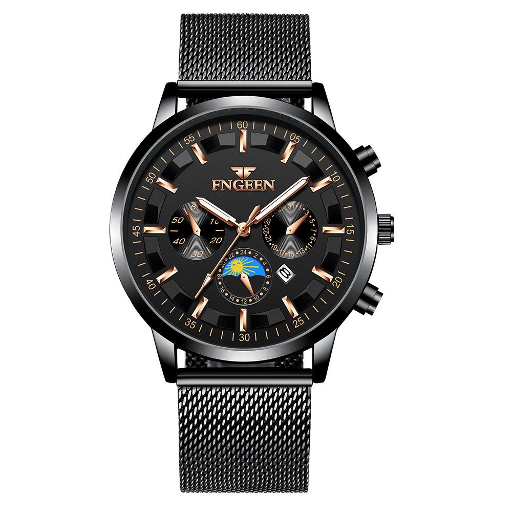 Men s Business Casual Luminous Quartz Watch – Waterproof, Fashionable Leather & Mesh Strap