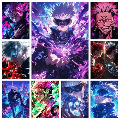 Jujutsu Kaisen Satoru Gojo Anime Diamantmalerei-Set 5D DIY Diamantstickerei Kreuzstich Handgefertigtes Kunstgeschenk Basteln Heimdekoration