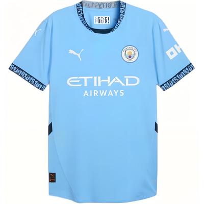 Manchester City FC SS24 Alkalmi Sport Kerek Nyakú Pulóver Kényelmes Rövid Ujjú Póló Férfi Felsők Kék 775050-01