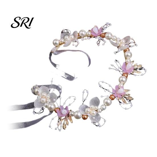 Fairy Headpiece Headband Floral Butterfly Design Adjustable Ribbon Women Faux Pearl Girls Cubic Zirconia Greek Bohemian Style Wedding Bridesmaids