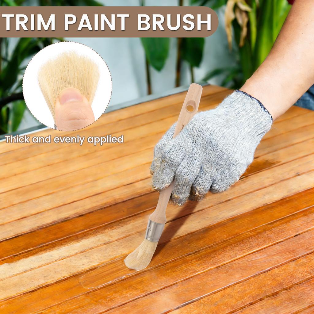 3/6 Pcs Trim Painting Brush Set Round and Pointed Edge Painting Brush Wooden Handle Paintbrush Edge Painting Tools for Door Wall