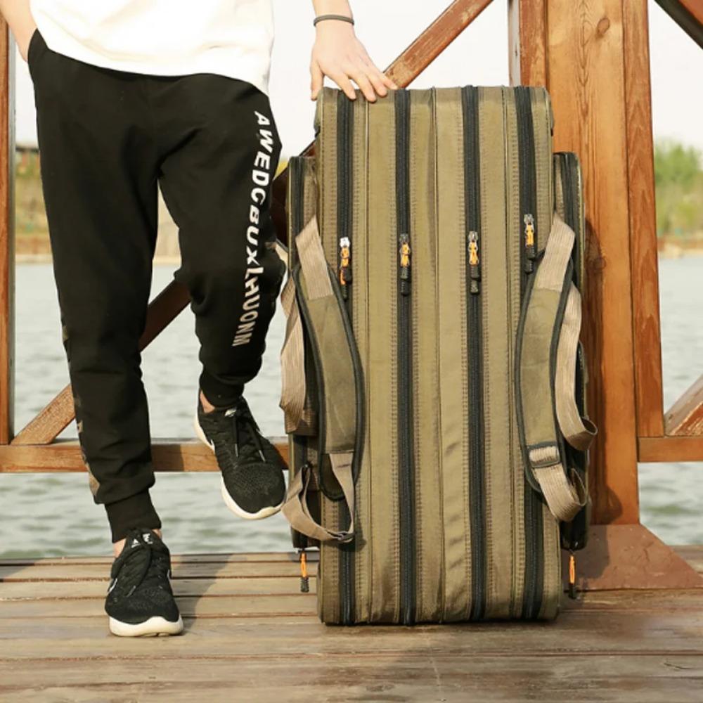 Multifunkční pevná taška na pruty s přívlačovým navijákem 2/3/4 vrstvy 80-130cm 1680D Oxford pouzdro pro venkovní lov a skladování