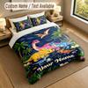 Dinosaur Theme Personalized 3Pcs Bedding Set Custom Text & Name 1 Sheet 2 Pillowcases Household Bedding 1pc