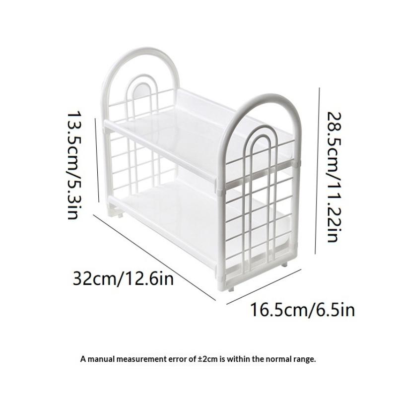 2-Tier Hollow Out Desktop Storage Rack | Retro Style Plastic Organizer Shelf For Kitchen/Bathroom/Office
