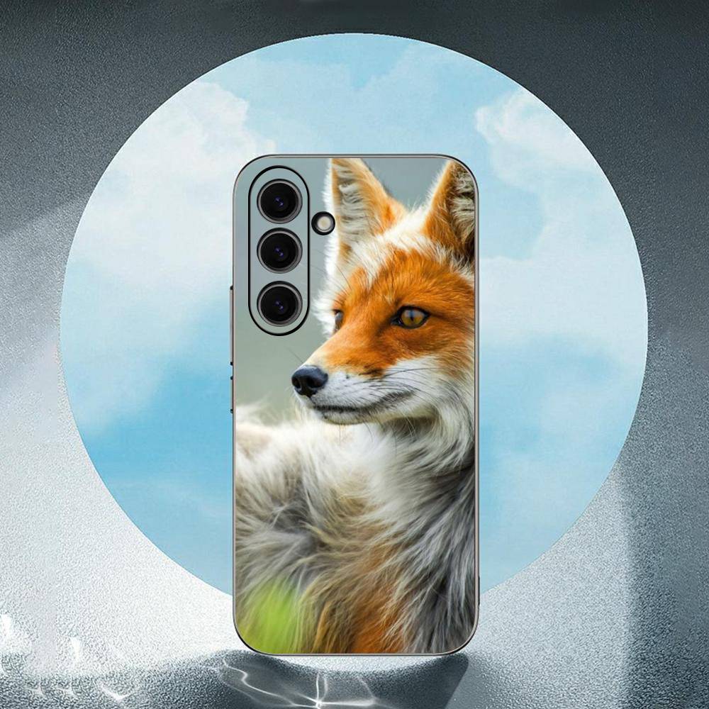 Animal Fox Luxury Black Phone Case For Samsung Galaxy S23 S24 S25 Ultra S22 Plus S21