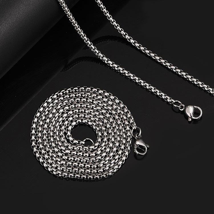 Stainless Steel Square Pearl Chain Necklace DIY Jewelry 3.0 Titanium Twist Box Chain