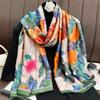New Hundred Flowers Bloom, Beautiful Brocade Long Silk Scarf, Women's Travel Temperament, Shawl, Thin Sunscreen Beach Towel