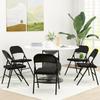 Set of 6 Folding Chairs with Padded Seat in Polyester and Steel Structure, Black
