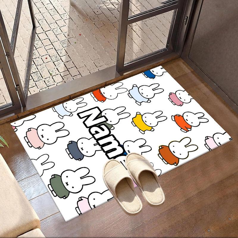 Custom Name Personalized Miffy Print Carpet, Versatile Home Decor Rug, for Playroom, Apartment, Balcony, Entryway, Hallway Gift