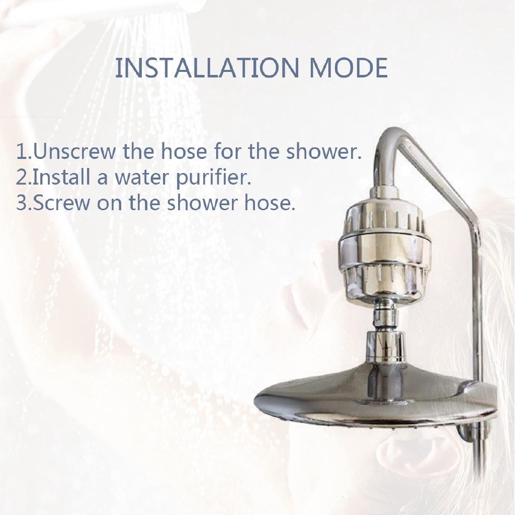 1/2'' Water Treatment Softener Chlorine Removal 15 Stage Bath Water Purifier Bathroom Shower Filter NEW