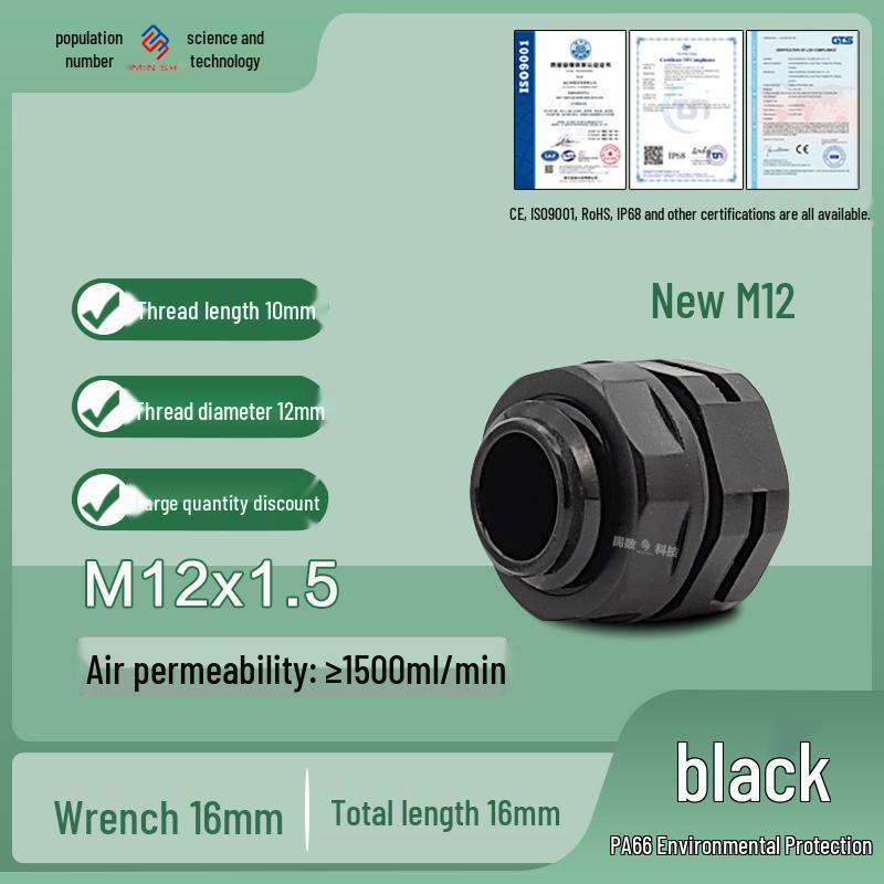 M12 Waterproof Breathable Nylon Automatic Vent and Pressure Relief Valve for Fermentation