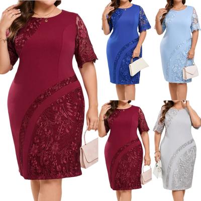 Dámske korálkové patchworkové nepravidelné šaty plus size obopínajúce boky
