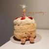 Strawberry Luminous Music Birthday Cake Figurine - Fun Simulated Gift for Girls