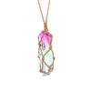 Natural Stone Crystal Column Mesh Pocket Hand-Woven Necklace Pendant, Adjustable N562