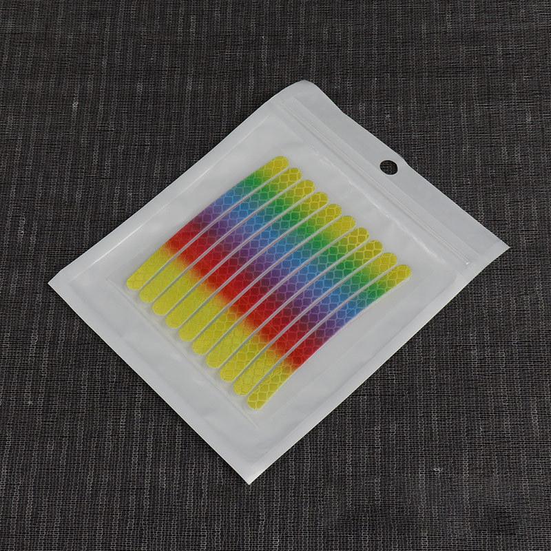 20Pcs Rainbow Car Wheel Reflective Sticker Personalized Motorcycle Electric Bicycle Colorful Anti Night Light Decorative Sticker