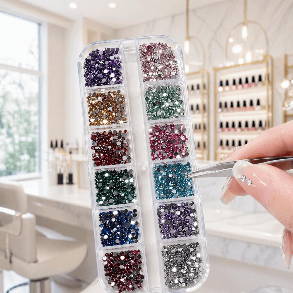 2Box Mixed Color Nail Crystal Charms 1.6mm Manicure  Rhinestones  Christmas Gems