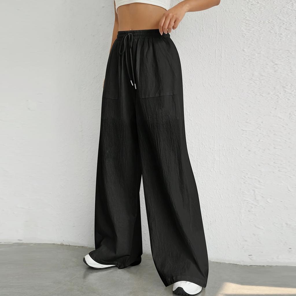 Women's Stylish Color High-waisted Baggy Wide-leg Pants With A Full-length Casual Straight-leg Pants