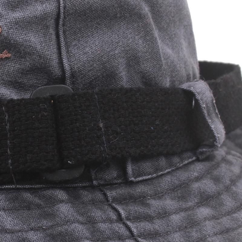 Baumwolle mit Kinnriemen Boonie Cap für Damen und Herren, UV-Schutz, Angeln, Wandern, Eimerhut, breite Krempe, Sonnenhüte, Fischerhüte