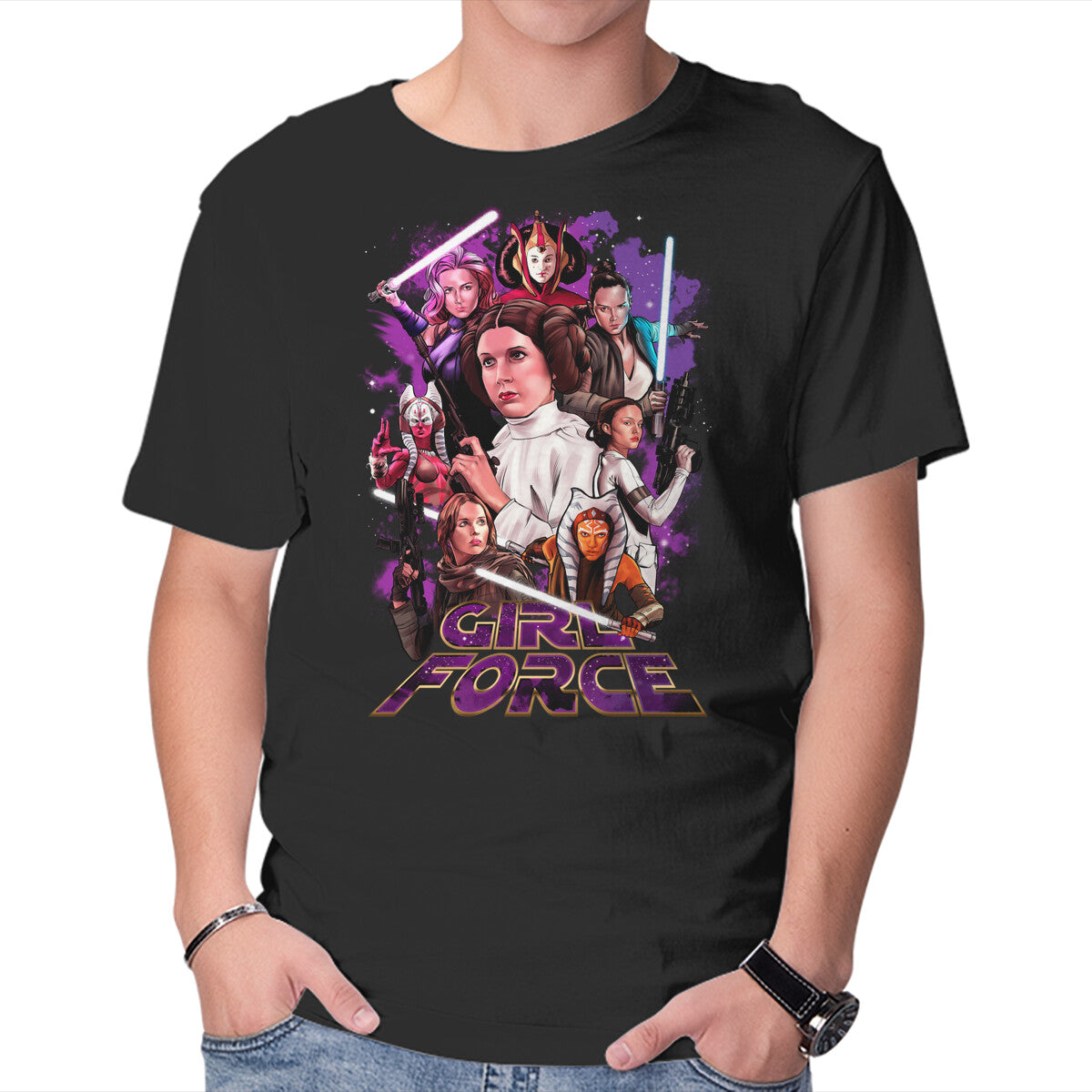 Unisex Crew Neck T-Shirt Girl Force Graphic Short Sleeve Casual Tee XXXXL