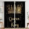 2pcs Golden Crown Printed Curtains Room Darkening Polyester Curtain Home Decor Rod Pocket Window Drapes
