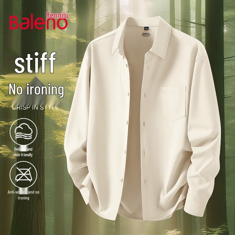 Baleno Men s Solid Color Long Sleeve Button-Up Shirt M