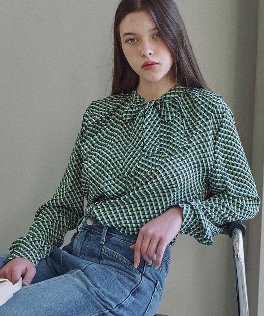 LUSIDA Rodin Pattern Ribbon Blouse