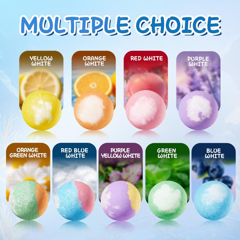 Blueberry Fragrance Bath Salt Ball - Blue and White (Sunken Ball) Naked, Clean Bath Salt Ball
