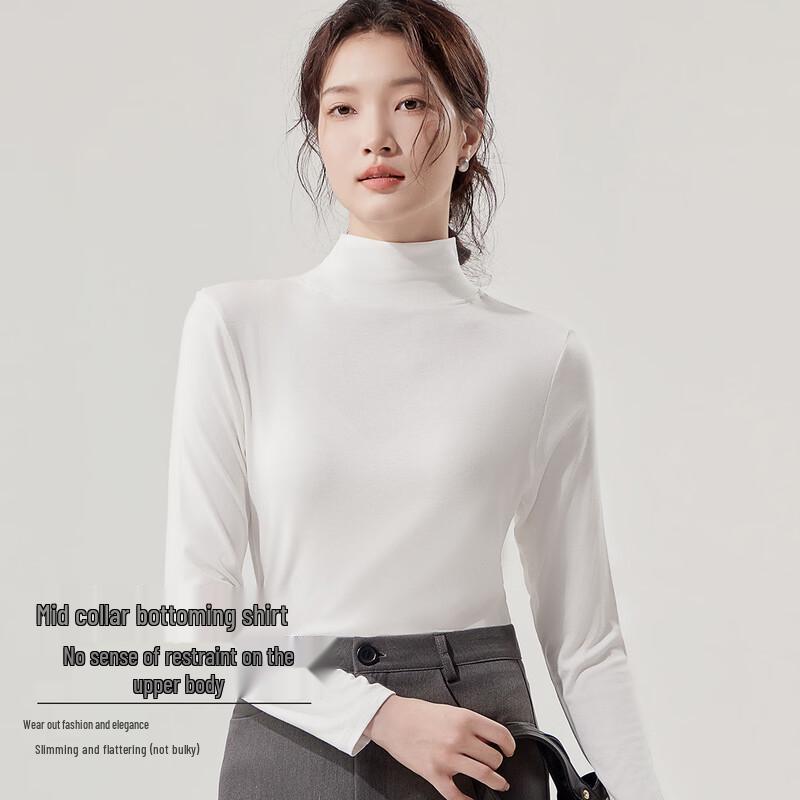 Women's Thermal Wool Silk Semi-High Neck Base Layer Top