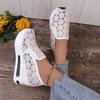 Spring Summer Plus-size Women's Casual Platform Sandals Flower Summer Sneakers Lace Mesh with Increased Height Inside Shoes