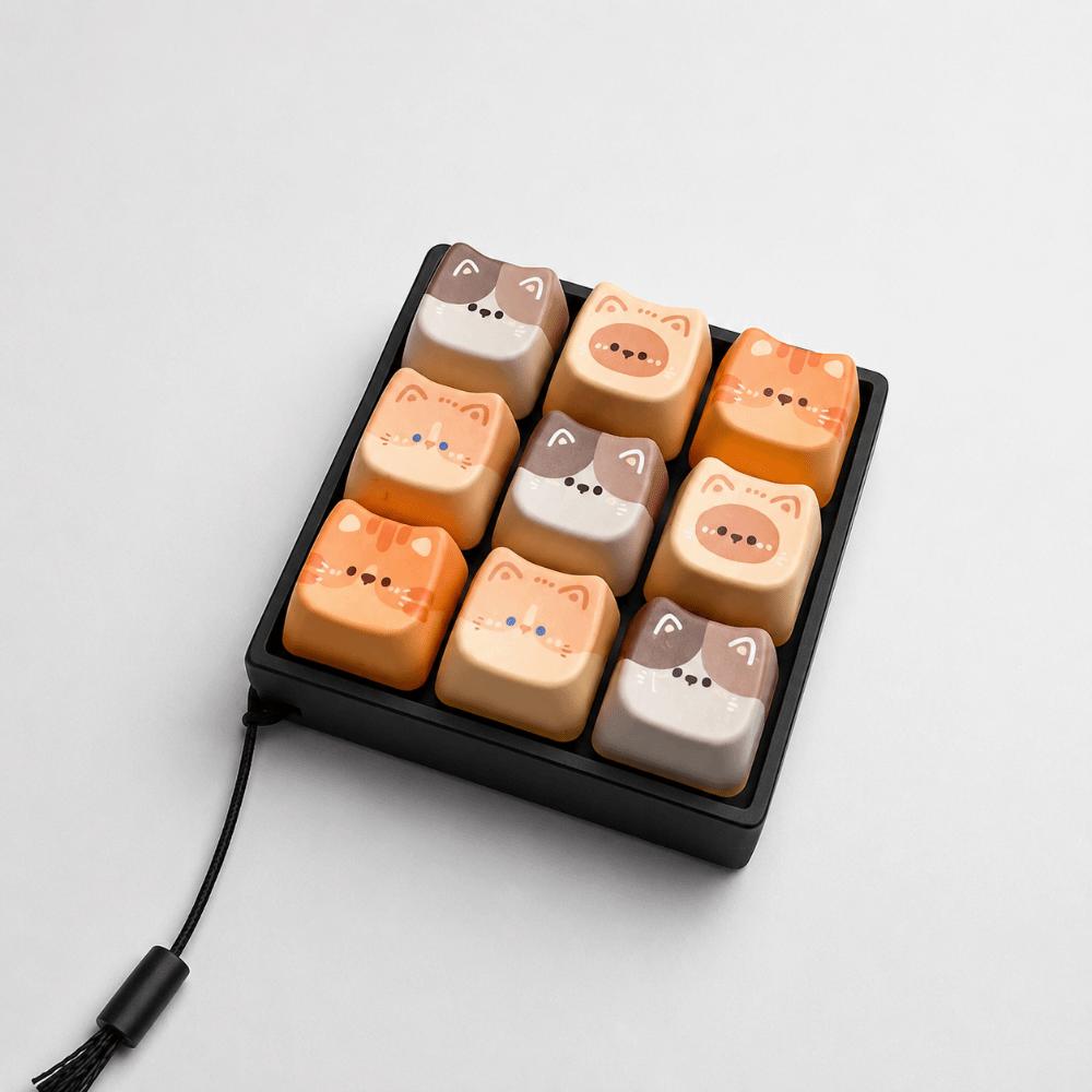 Keyboard Stress Relief Clicker 2/3/4/9 Keys Cat Fidget Keychain Anti-stress Toy Pendant  Bag Charms