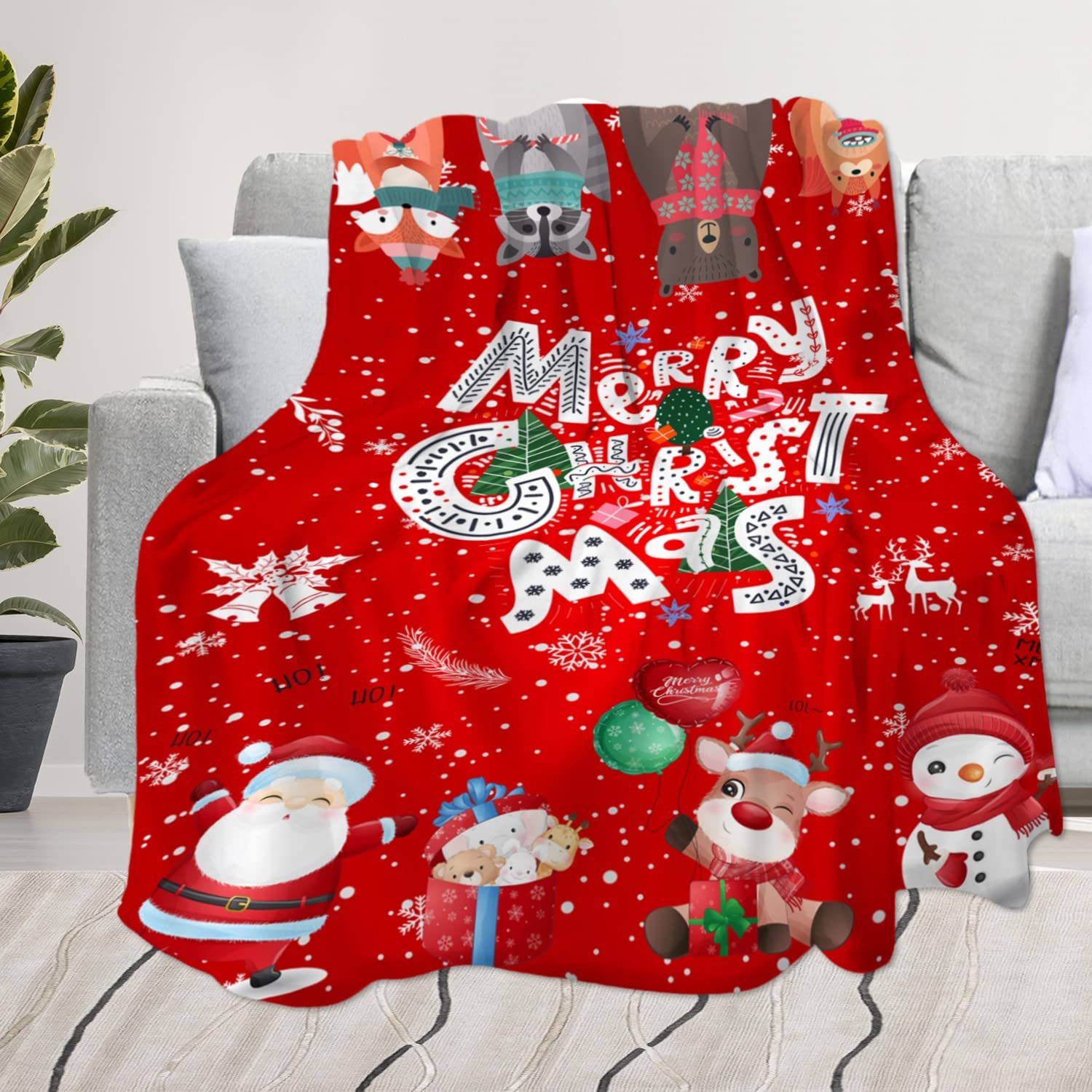 

Різдвяна ковдра Санта-Клаус Ковдра Святковий фланелевий плед Суперм яка затишна плюшева різдвяна новорічна святкова ковдра для дивана-ліжка 75x90cm