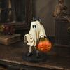 Halloween Ghost Figurine Vintage Figurine, Cute Spooky Resin Statue with Pumpkin Home Decor Bucket And Black Cat for Indoor Kitchen Christmas Holiday