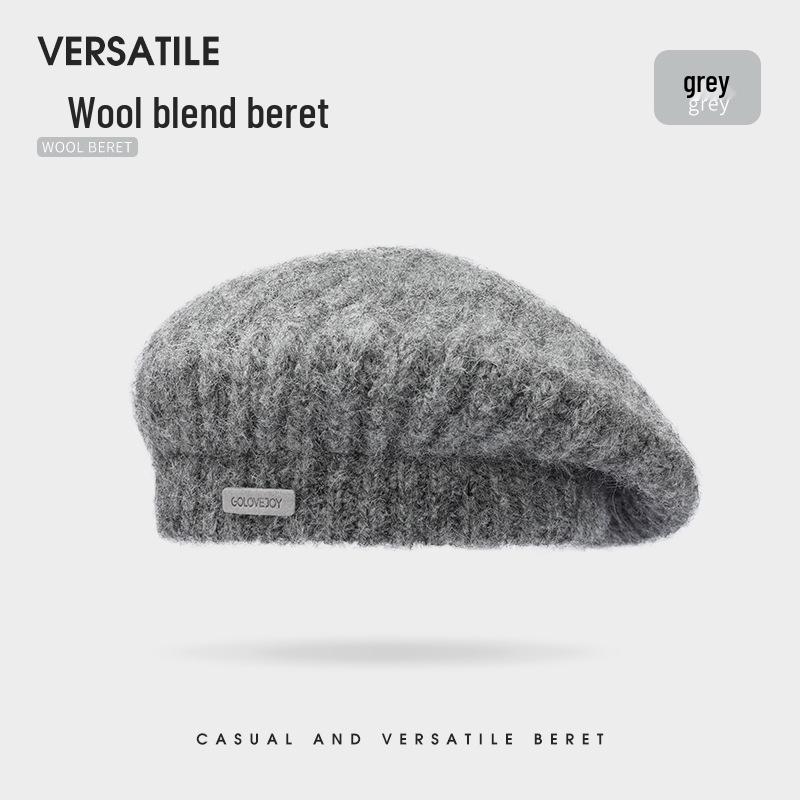 

Женский универсальный вязаный берет в корейском стиле - Ветрозащитный, Защищающий уши, Чистый хлопок и шерсть One Size