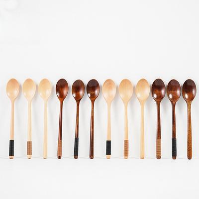 Japon ve Kore Tarzı Sarmal 23.5CM Uzun Saplı Tahta Kaşık Nanmu Lotus Çorba Kaşığı Pişirme Kahve Karıştırma Kaşığı Sofra Takımı